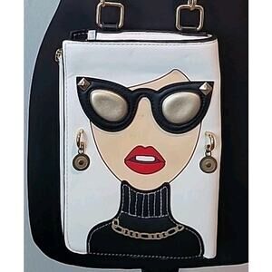 Fashion Face Crossbody Purse Mini Bag 3D Sunglasses Earrings Adjustable Strap